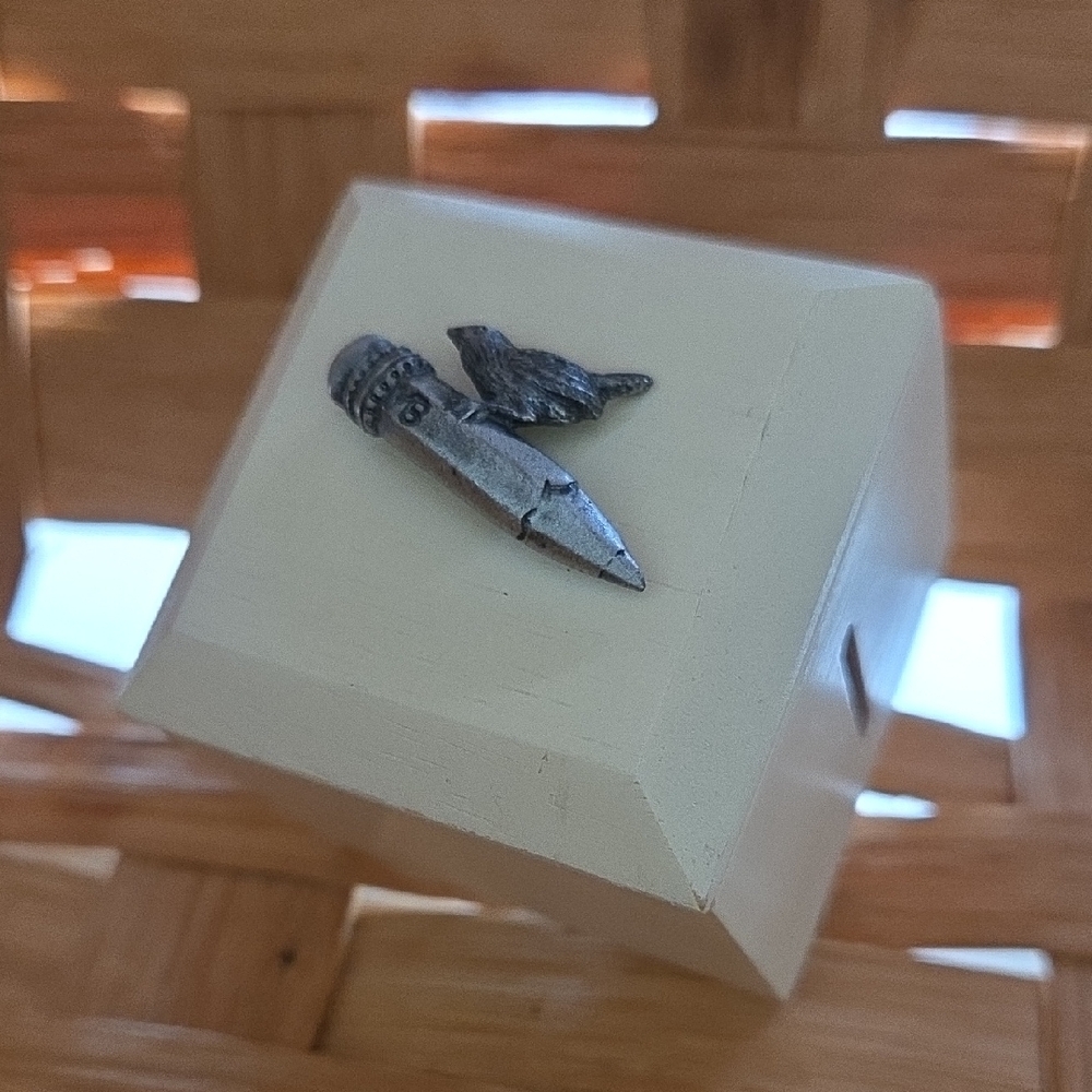 Marjolien Bastin Box HOLDS STAMP ROLL/MB/ON METAL PENCIL w/ TINY BIRD. VINTAGE